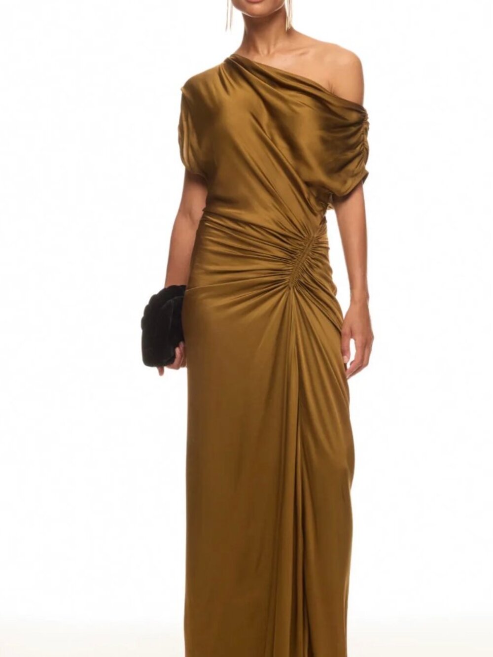 A.L.C. Penny Dress Bronze One-Shoulder Draped Maxi 8